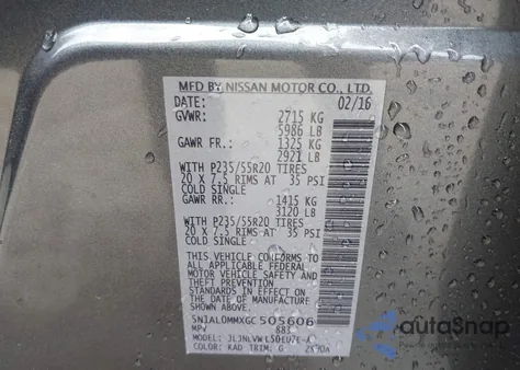 2016 Infiniti Qx60 z USA, uszkodzony, nr VIN 5N1AL0MMXGC505606